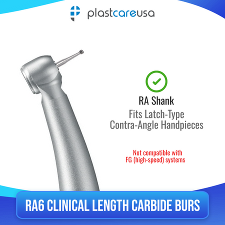 RA 6 Carbide Burs 100 Pack - Latch-Type for Slow Speed - detail view | DoctorSupplies.com