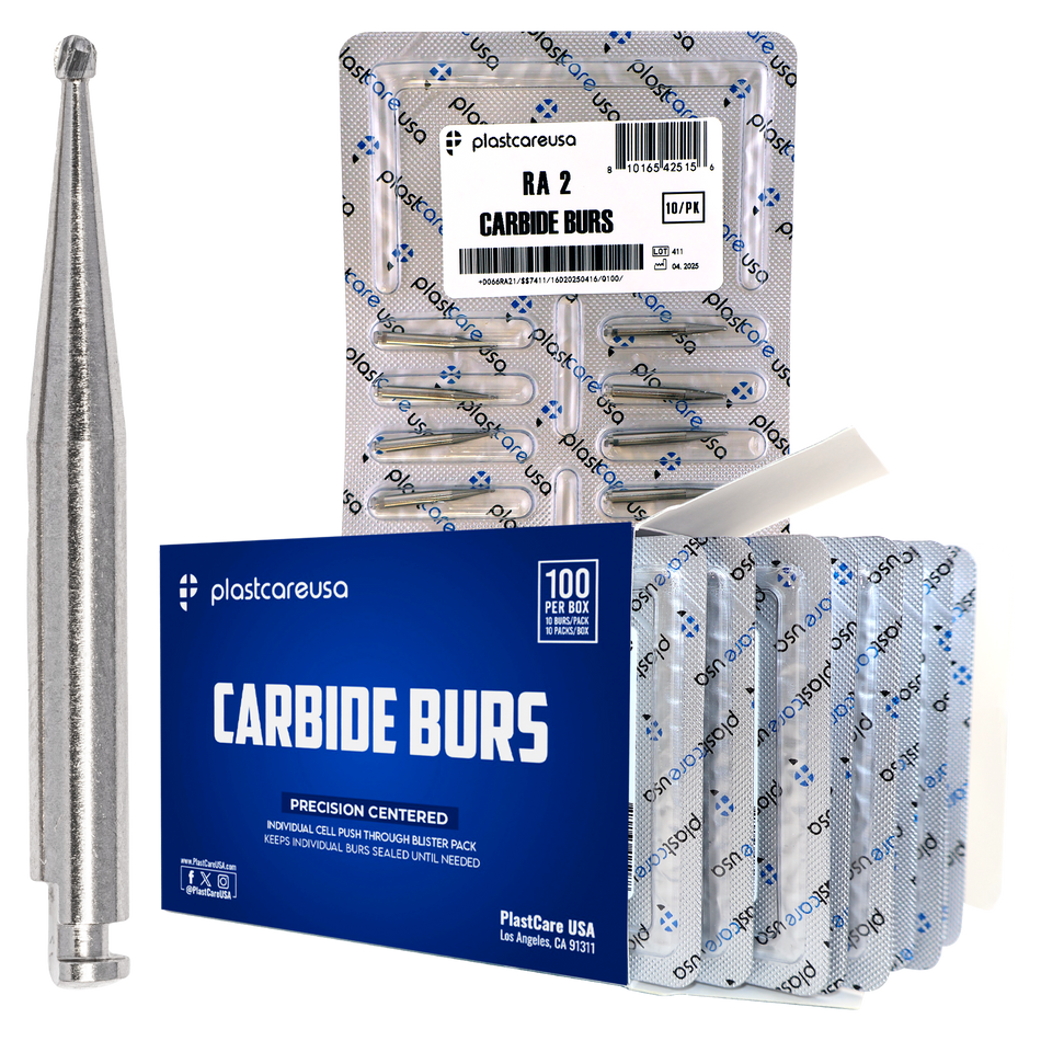 RA 2 Carbide Burs 100 Pack - Latch Type for Slow Speed | DoctorSupplies.com