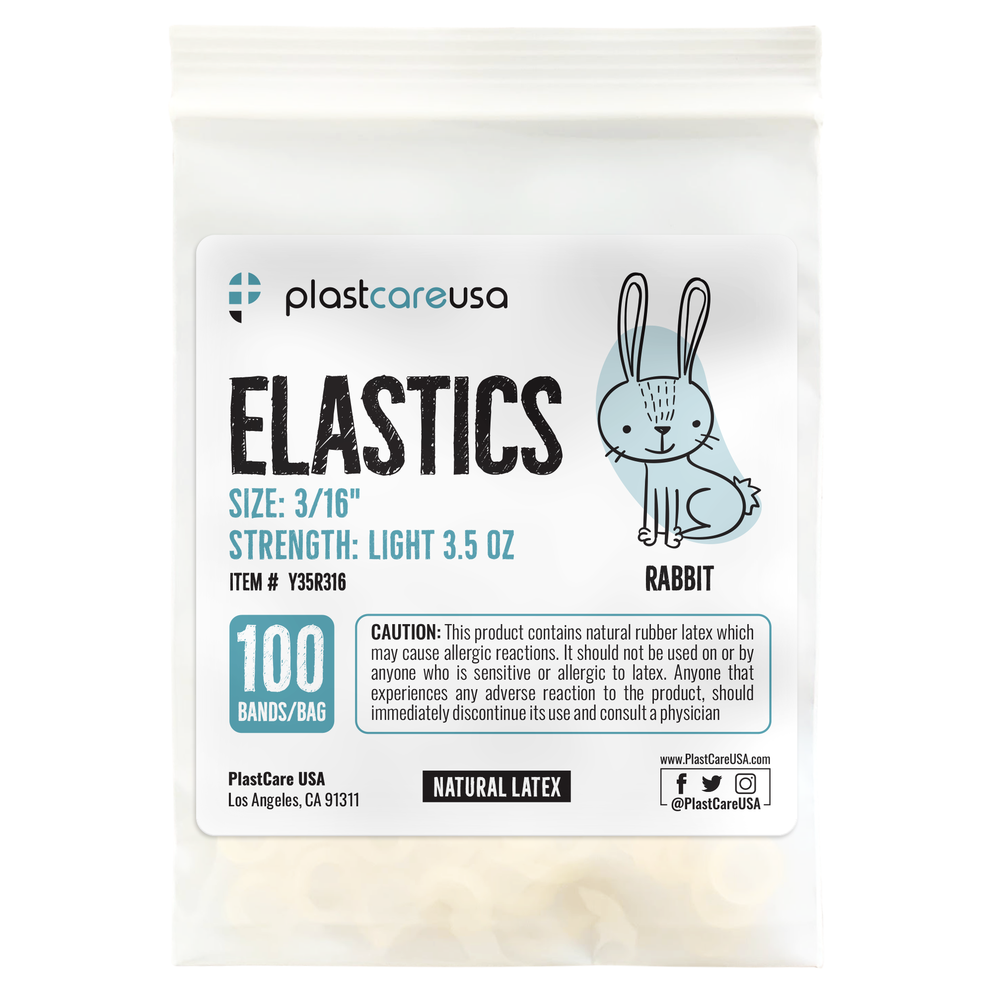 Yellow Orthodontic Latex Elastic Bands 3/16" Rabbit Light 3.5 Oz | DoctorSupplies.com
