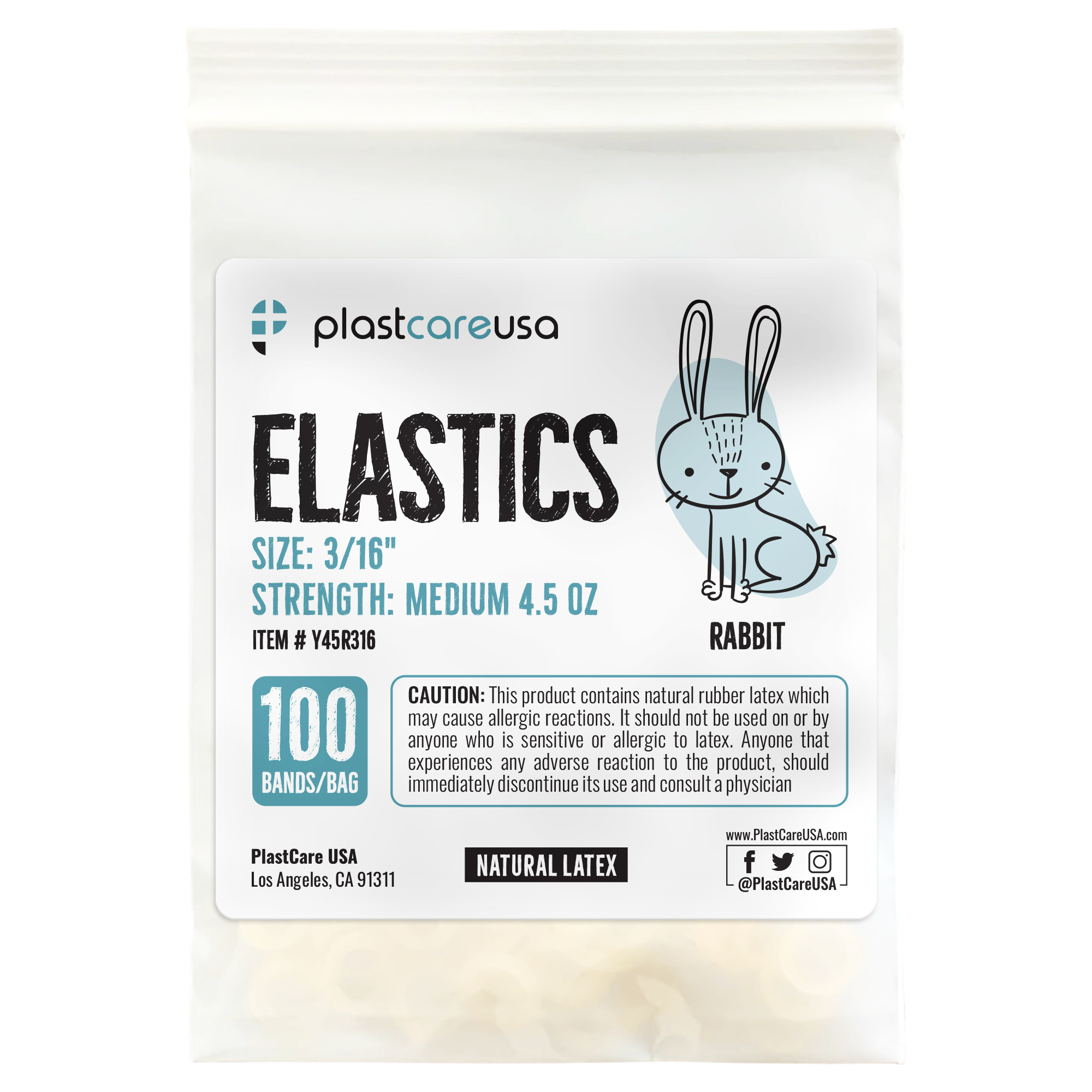 Yellow Orthodontic Latex Elastic Bands 3/16" Rabbit Medium 4.5 Oz | DoctorSupplies.com
