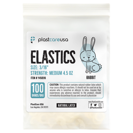 Yellow Orthodontic Latex Elastic Bands 3/16" Rabbit Medium 4.5 Oz | DoctorSupplies.com