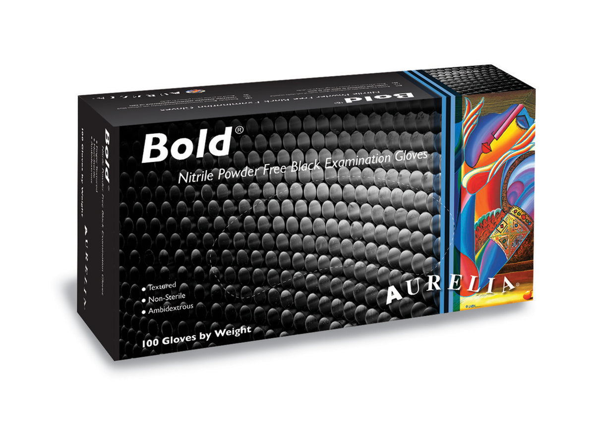 1000 Extra Large XL Aurelia Bold Black Nitrile 5 mil Powder Free Examination Gloves - My DDS Supply