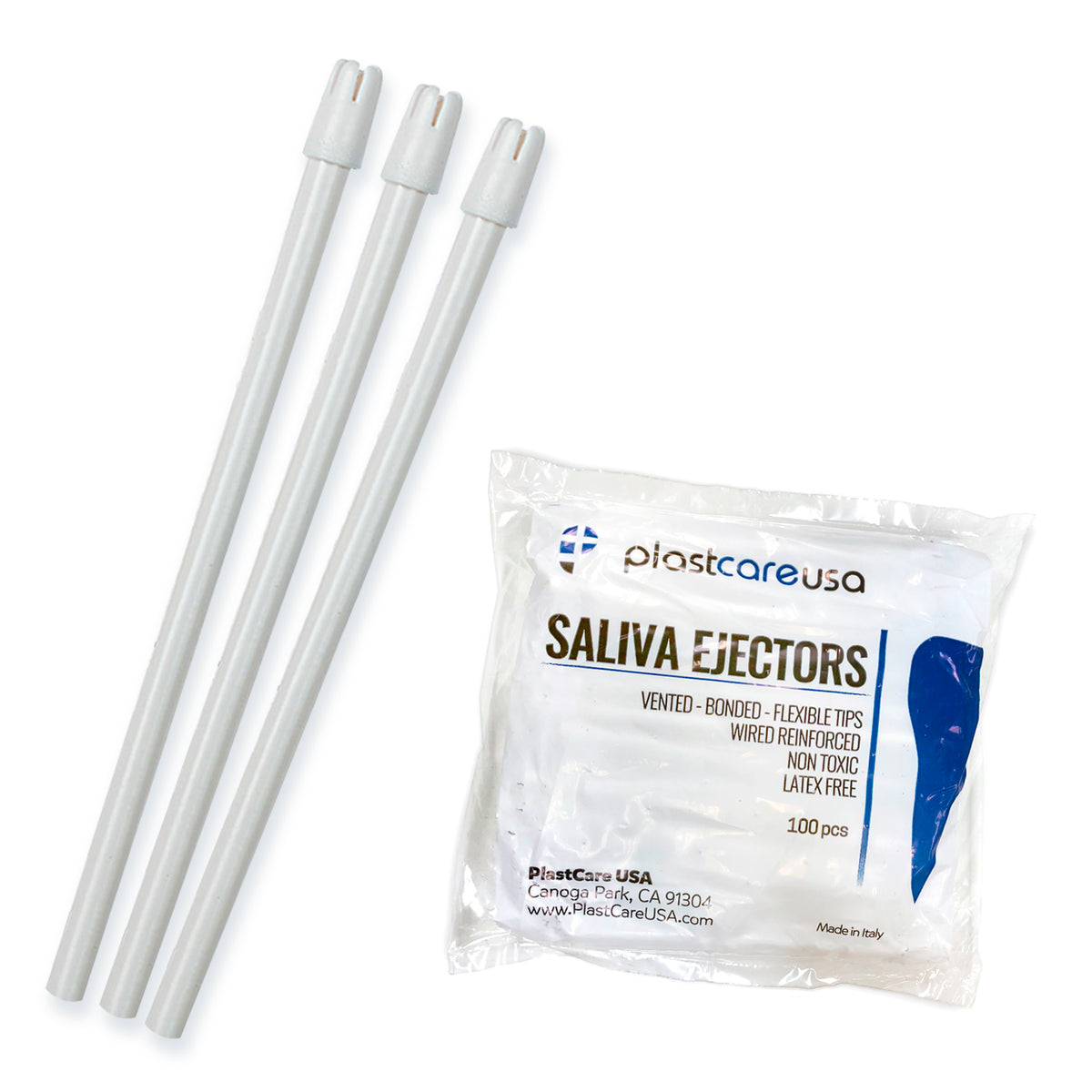 PlastCare USA White Saliva Ejectors 100/Bag - Dental Supplies | DoctorSupplies.com