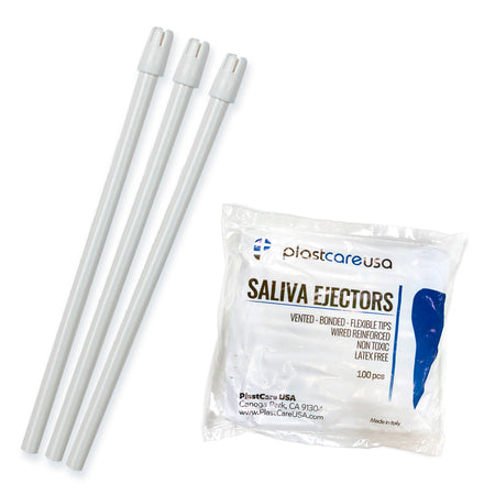 PlastCare USA White Saliva Ejectors 100/Bag - Dental Supplies | DoctorSupplies.com