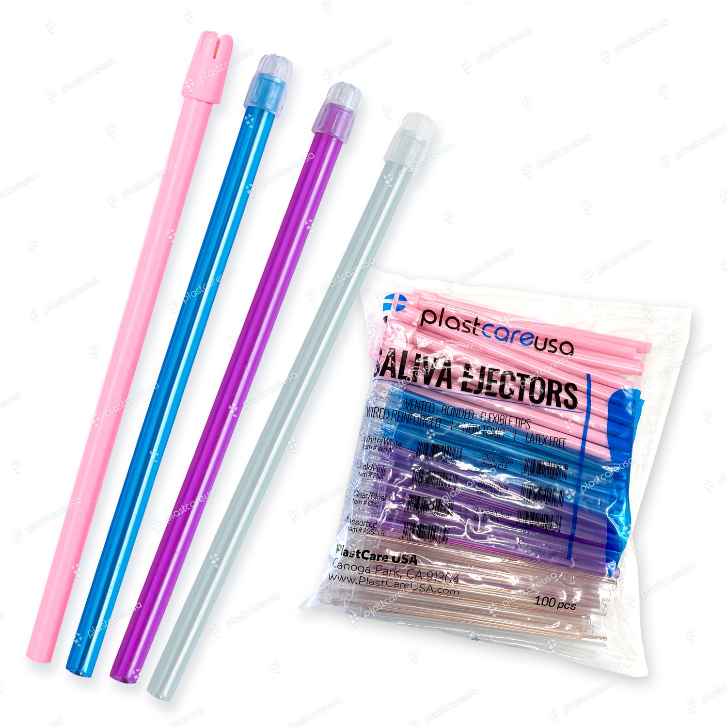 100 Assorted Rainbow Saliva Ejectors by PlastCare USA | DoctorSupplies.com