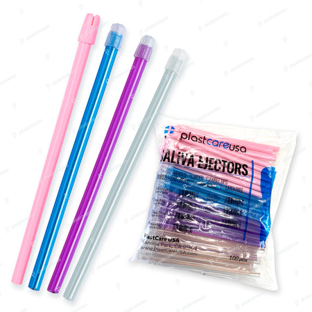 100 Assorted Rainbow Saliva Ejectors by PlastCare USA | DoctorSupplies.com