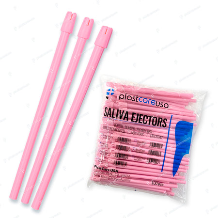 PlastCare USA Pink Saliva Ejectors - 100/Bag | DoctorSupplies | DoctorSupplies.com