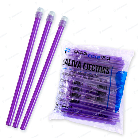PlastCare USA Purple Clear Saliva Ejectors 100/Bag Dental | DoctorSupplies.com