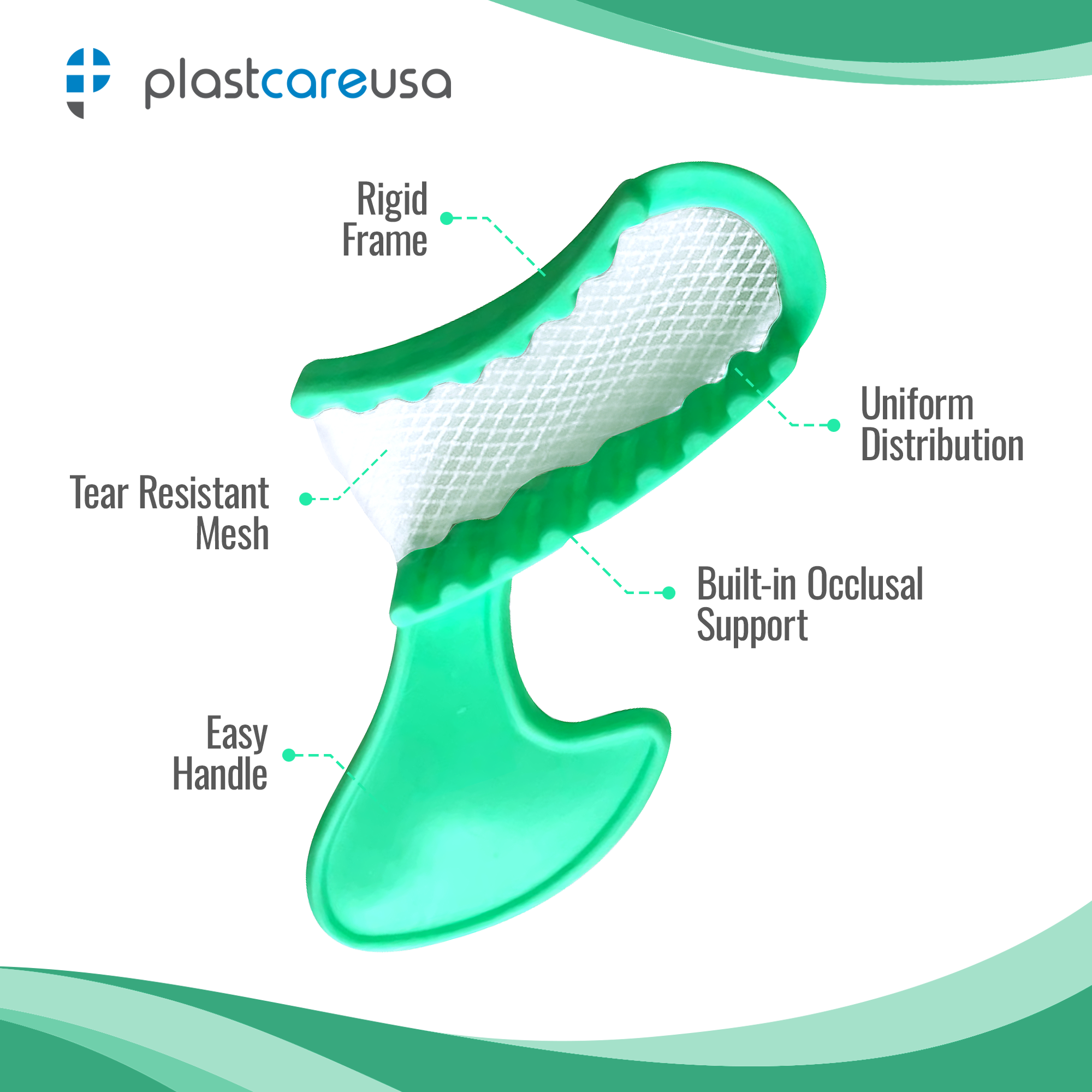 50 Short Posterior Green Bite Registration Trays (1 Box) - in use | DoctorSupplies.com