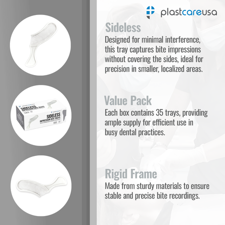 35 x Sideless White Bite Registration Impression Trays (1 Box) - back view | DoctorSupplies.com