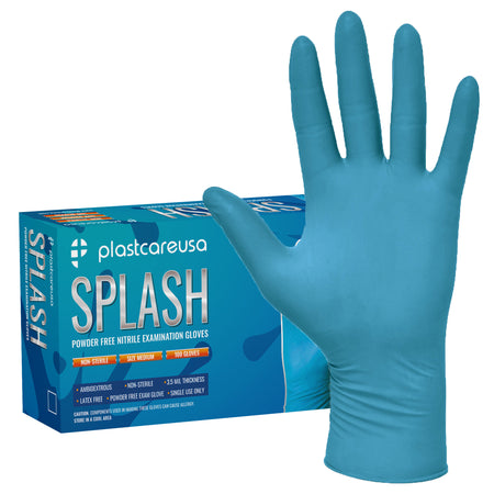 PlastCare USA XL Blue Nitrile Exam Gloves 100/Box Powder Free | DoctorSupplies.com