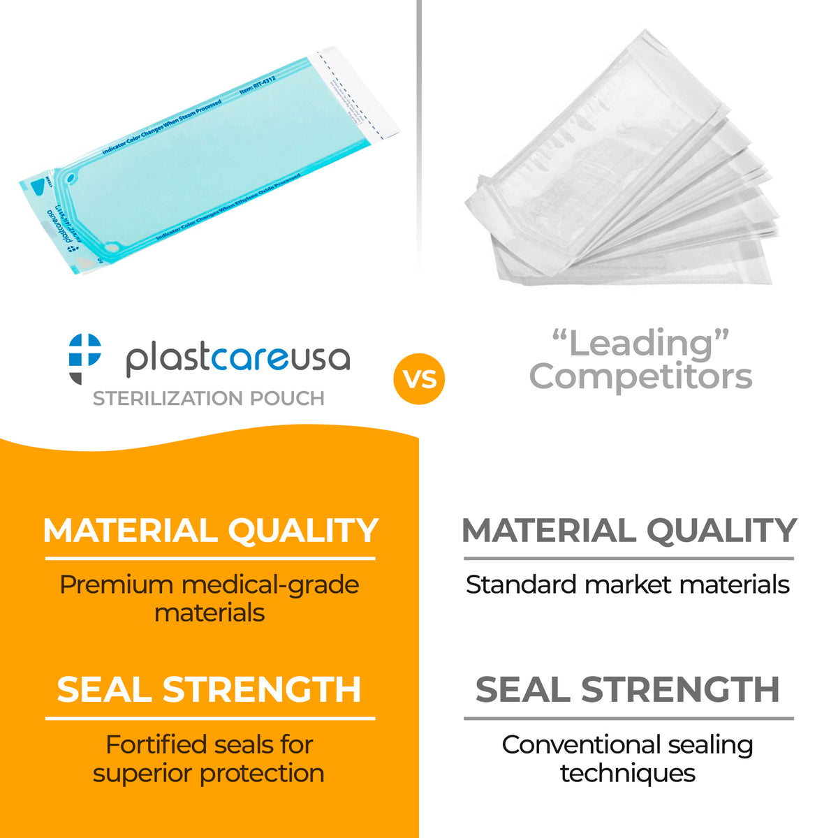 Self-Sealing Sterilization Pouches 4.25"x11" (200) PlastCare - side view | DoctorSupplies.com