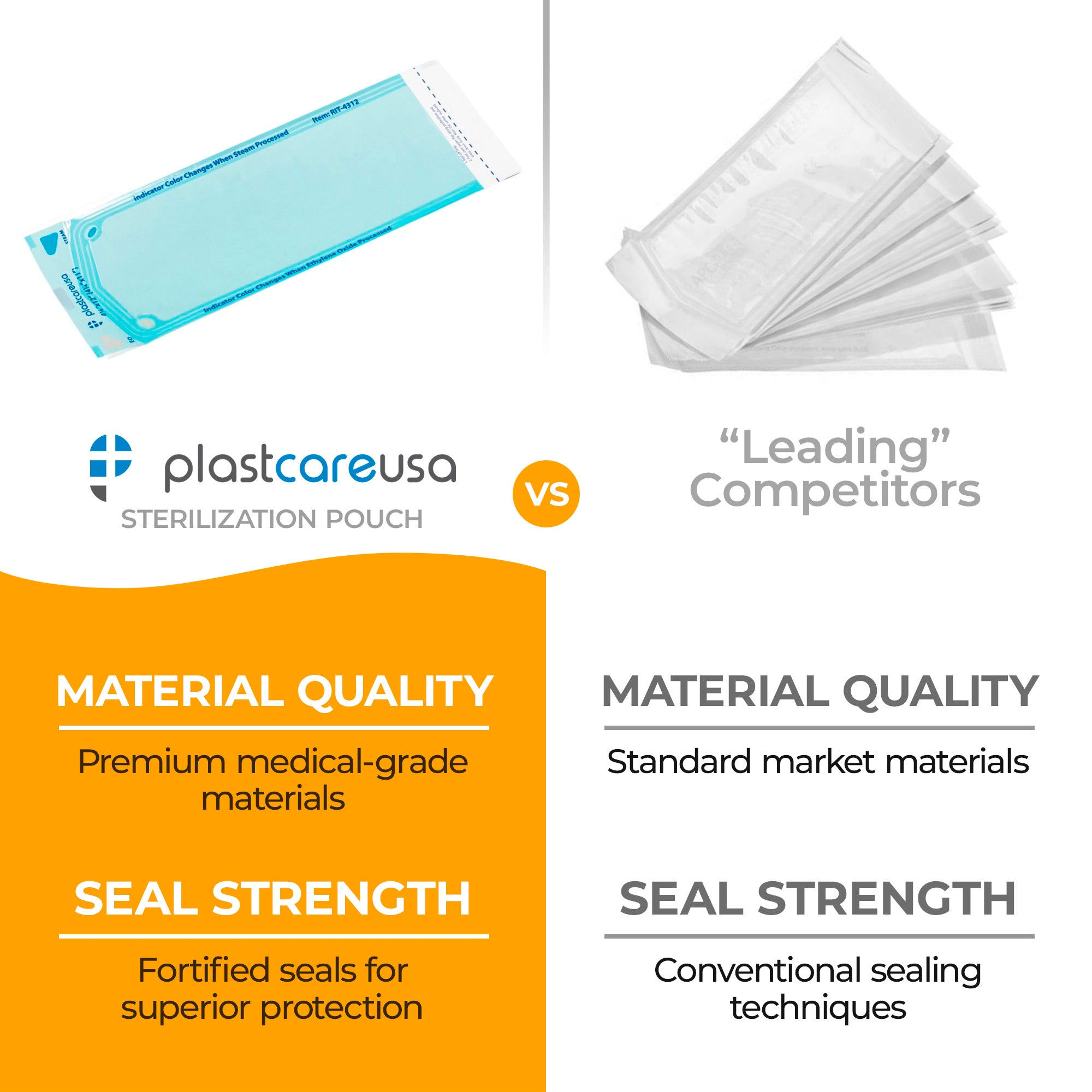 Self-Sealing Sterilization Pouches 4.25"x11" (200) PlastCare - side view | DoctorSupplies.com