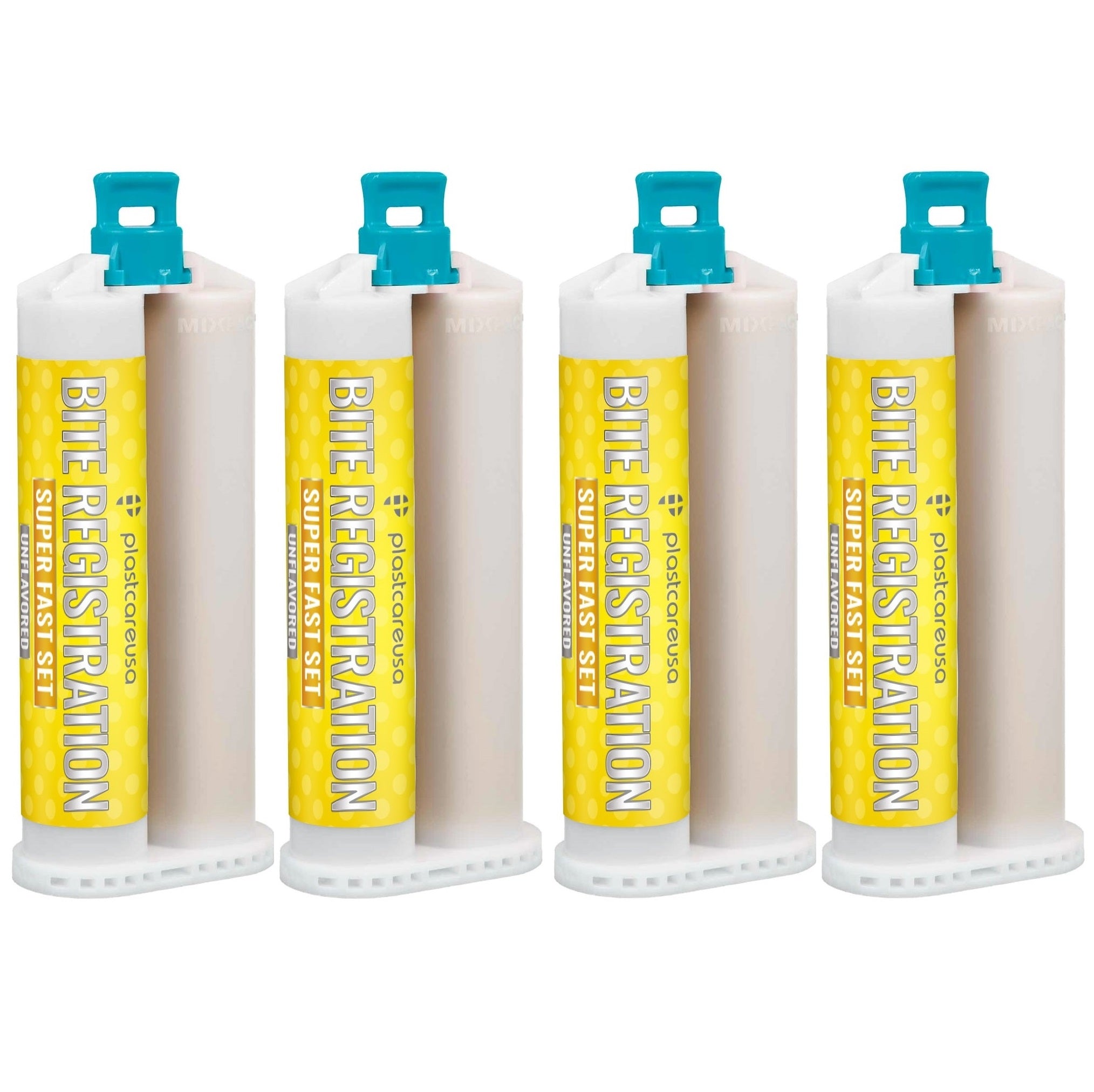 4 Unflavored Super Fast Set Bite Registration Material 50ml Cartridges by PlastCare USA | DoctorSupplies.com