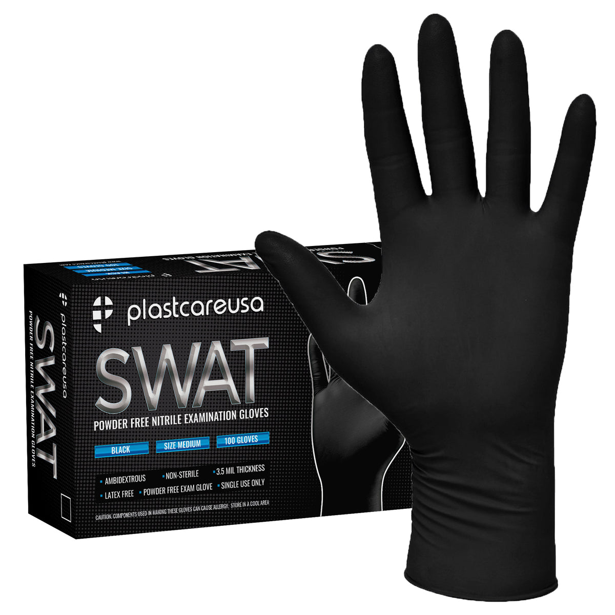 Large Black Nitrile Disposable Gloves - Box of 100, Powder-Free | DoctorSupplies.com
