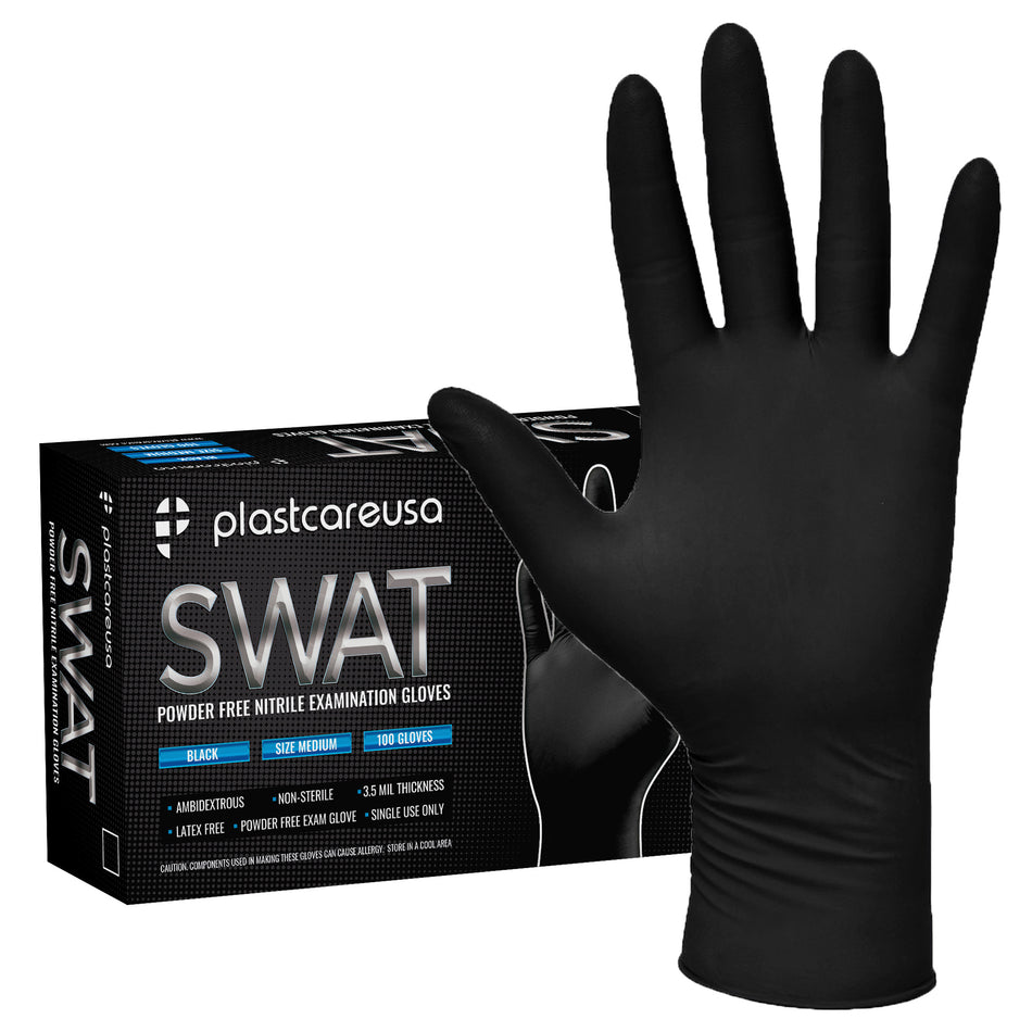 Large Black Nitrile Disposable Gloves - Box of 100, Powder-Free | DoctorSupplies.com
