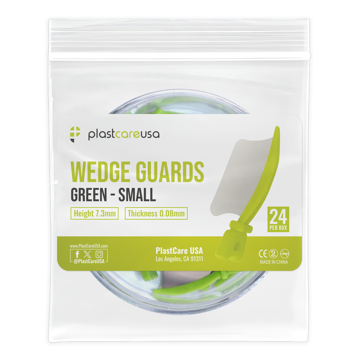 Green Wedge Guards Small 24/Box - PlastCare USA Dental Supplies - front view | DoctorSupplies.com