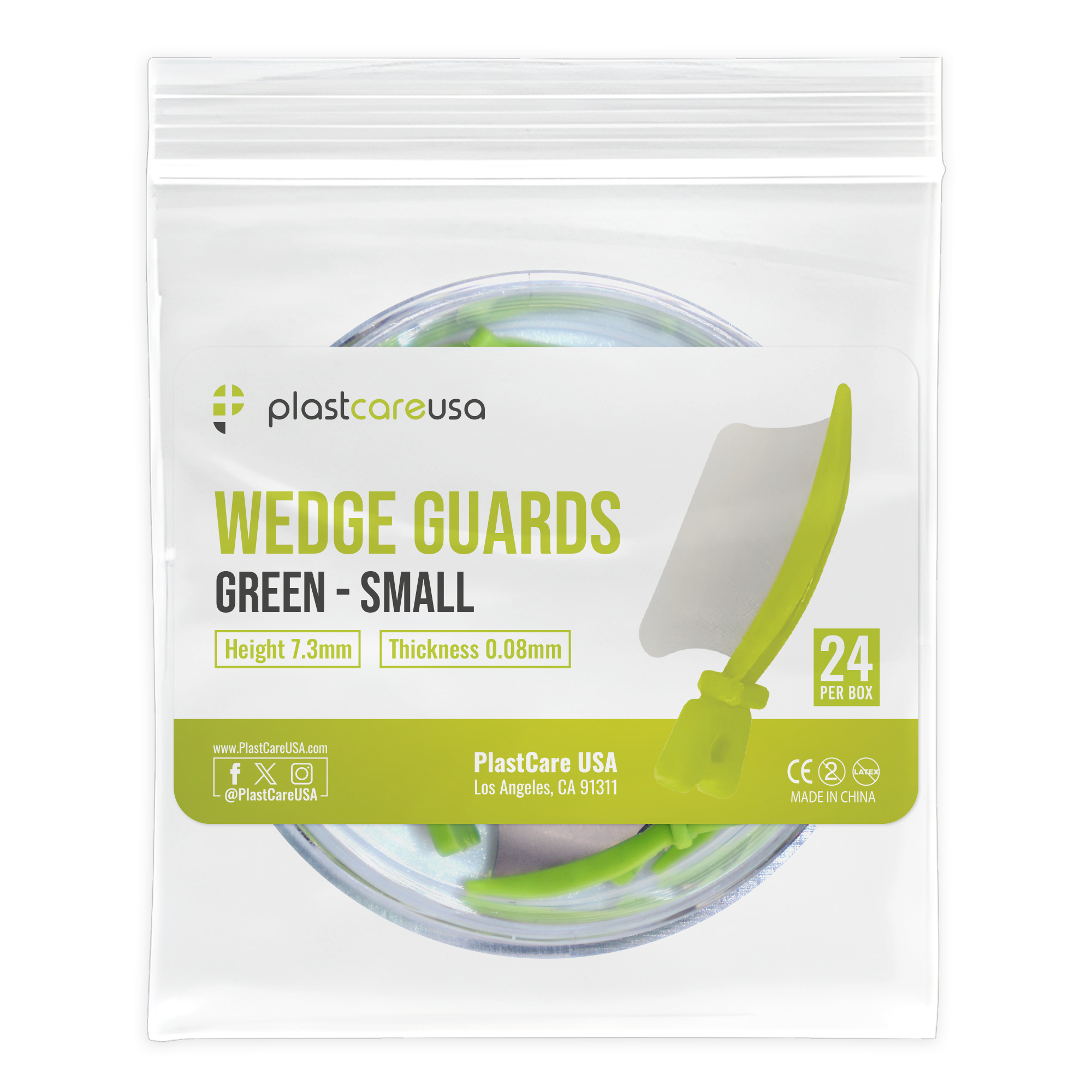 Green Wedge Guards Small 24/Box - PlastCare USA Dental Supplies - front view | DoctorSupplies.com