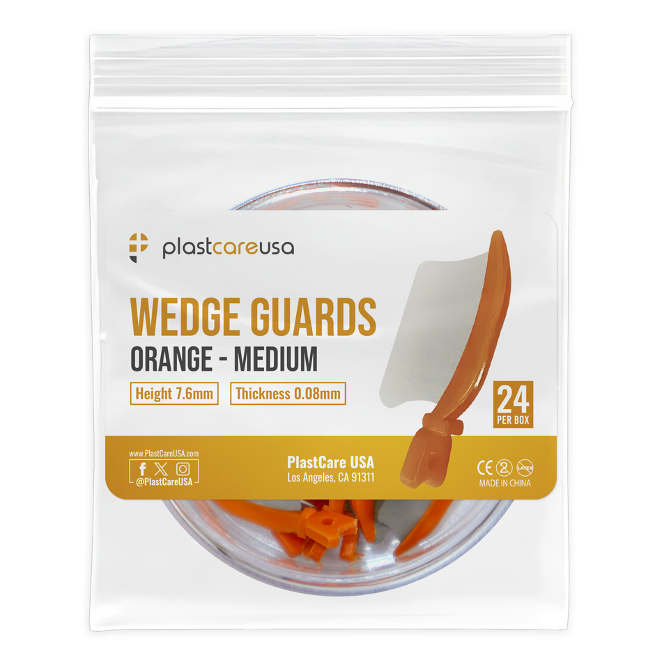 Orange Wedge Guards Medium 24/Box – PlastCare USA Dental Shields - front view | DoctorSupplies.com