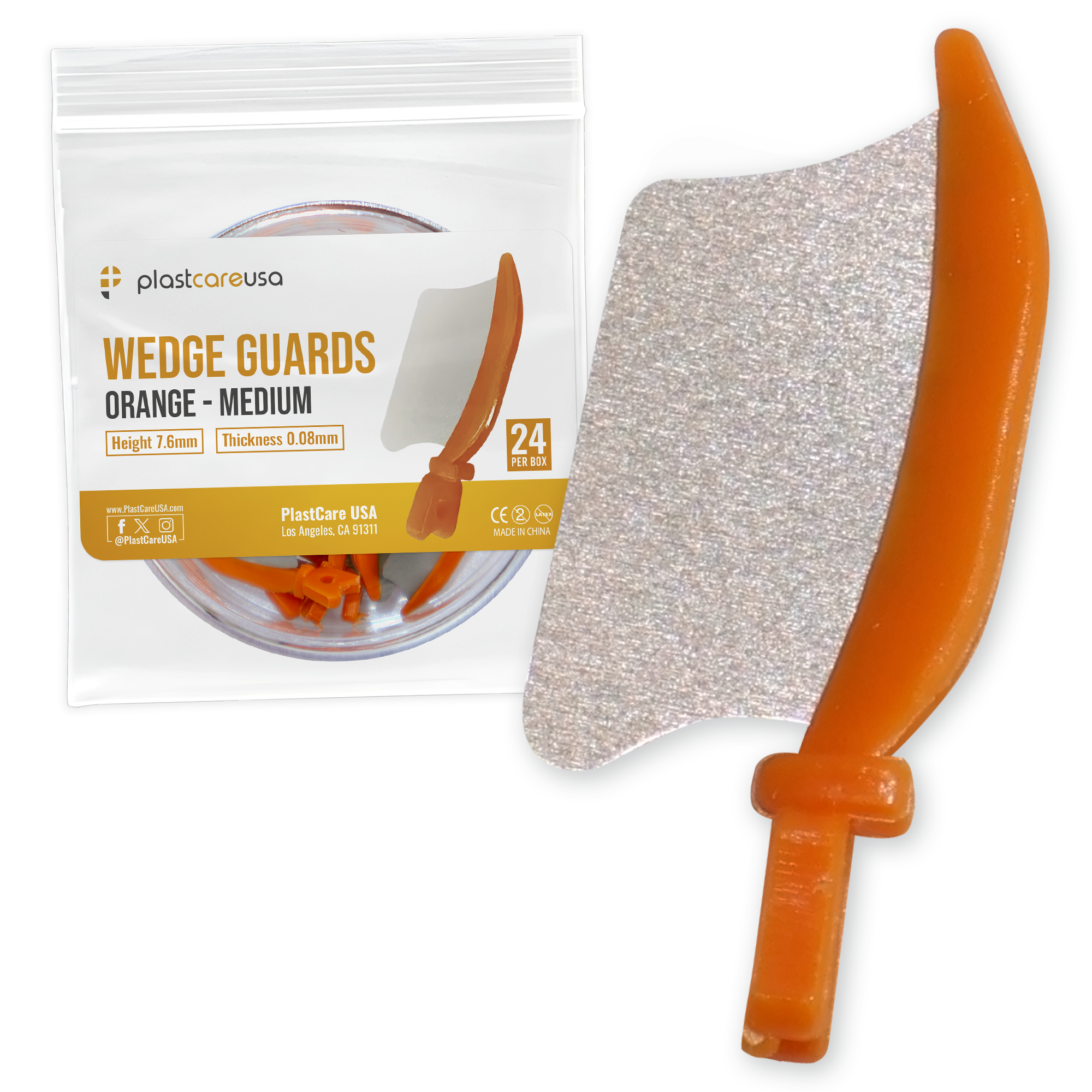 Orange Wedge Guards Medium 24/Box – PlastCare USA Dental Shields | DoctorSupplies.com