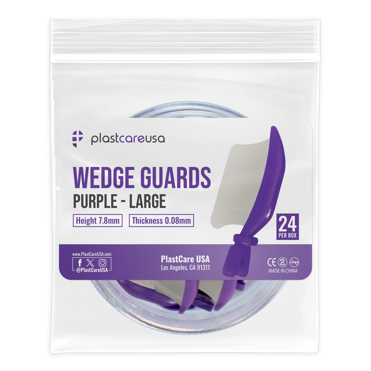 Purple Wedge Guards – Large Dental Protective Shield (24/Box) - front view | DoctorSupplies.com