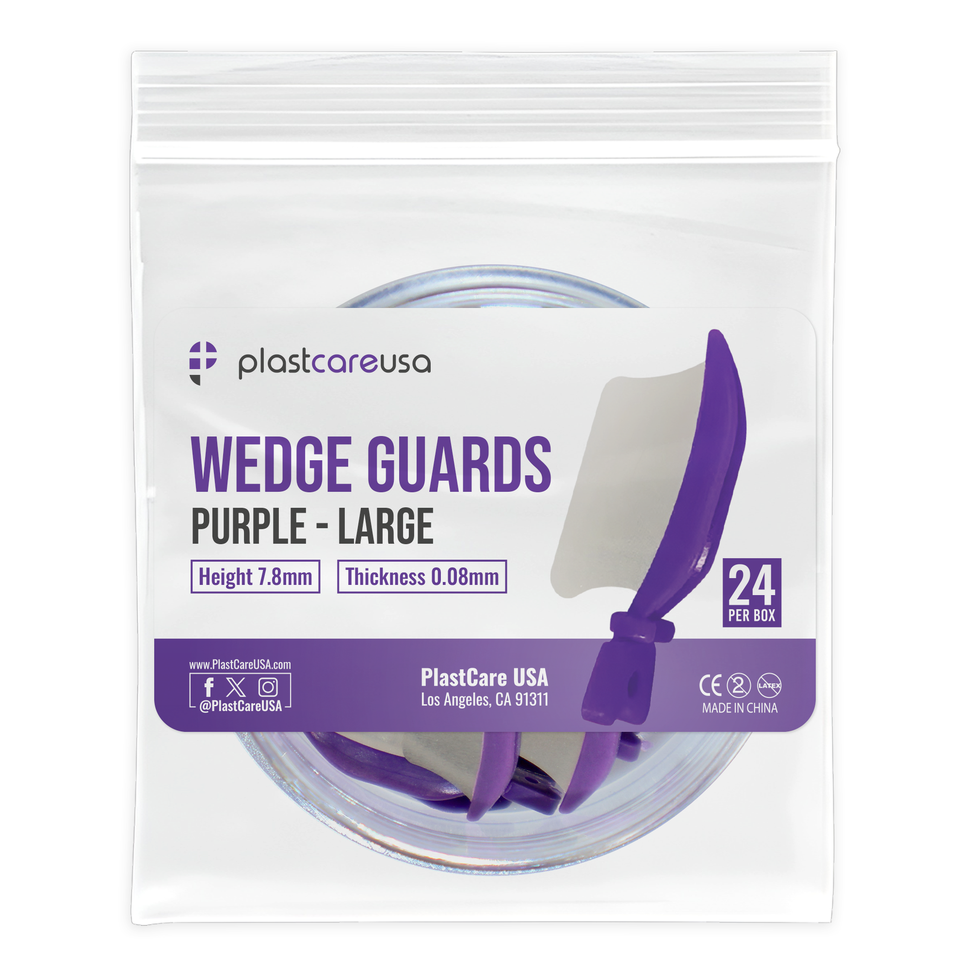 Purple Wedge Guards – Large Dental Protective Shield (24/Box) - front view | DoctorSupplies.com