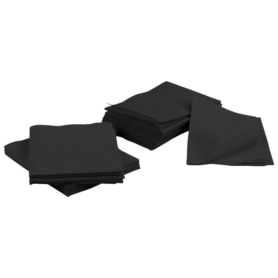 500 Black 3-Ply Dental Tattoo Patient Towel Bibs (Case of 500) by PlastCare USA - My DDS Supply