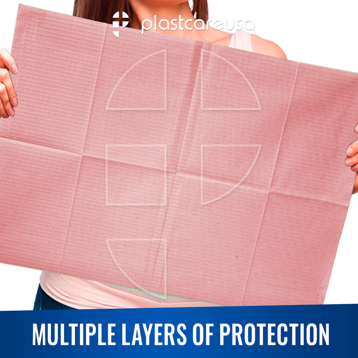 Pink 3-Ply Dental Patient Bibs 13x18 - Case of 500 | PlastCare USA - packaging | DoctorSupplies.com