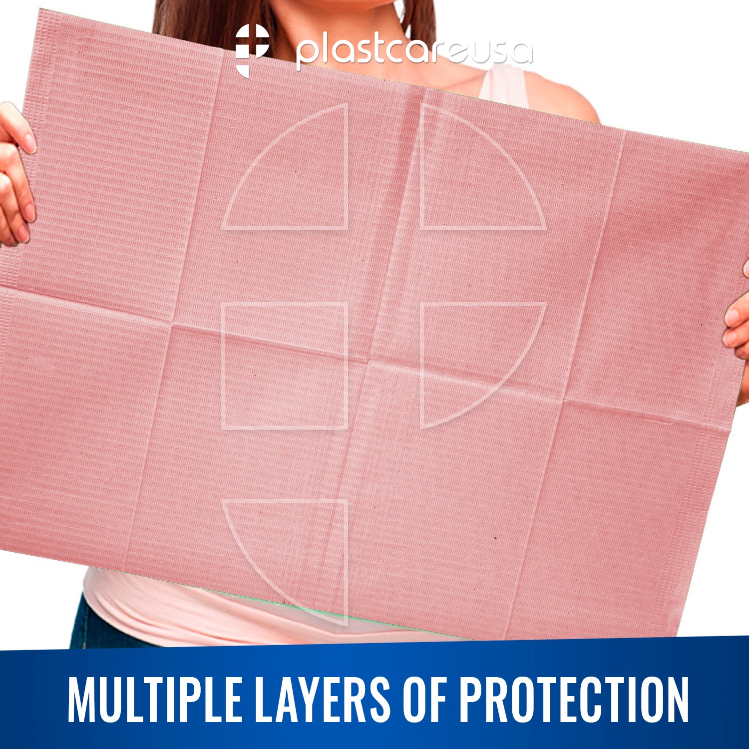 Pink 3-Ply Dental Patient Bibs 13x18 - Case of 500 | PlastCare USA - packaging | DoctorSupplies.com