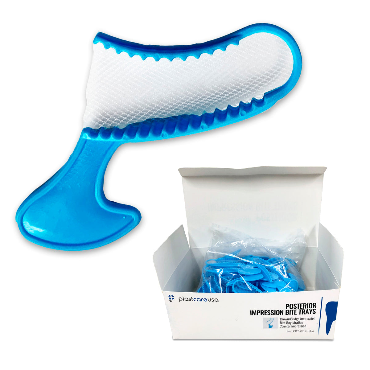 Posterior Blue Bite Registration Trays - 50/Box | Dental Supplies | DoctorSupplies.com