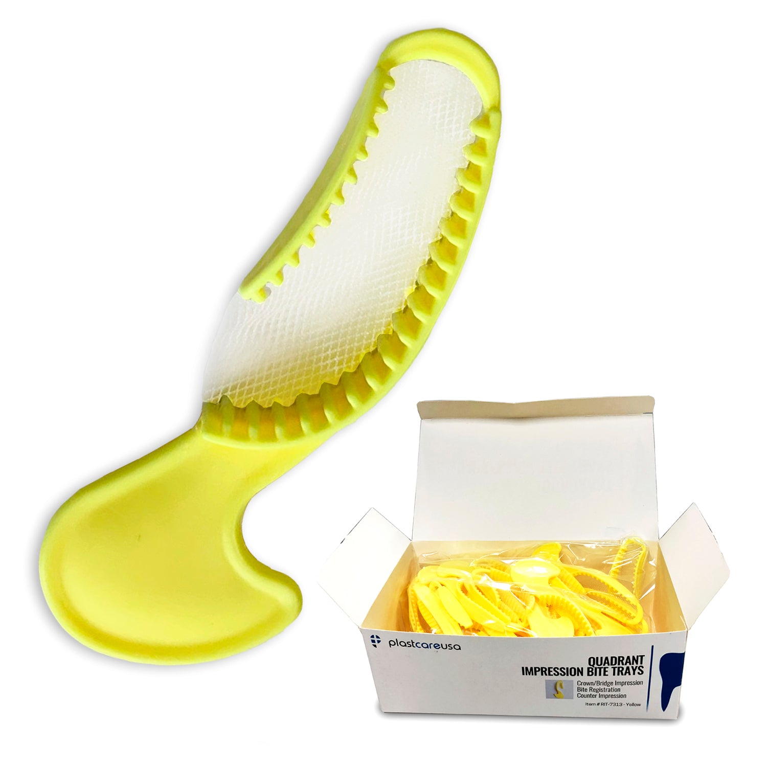 35 x Quadrant Yellow Bite Registration Impression Trays (1 Box) | DoctorSupplies.com