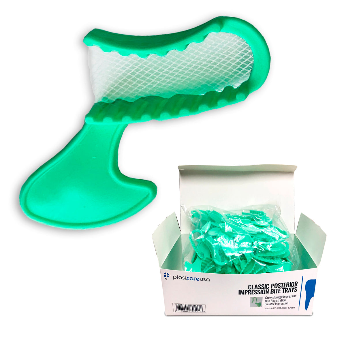 50 Short Posterior Green Bite Registration Trays (1 Box) | DoctorSupplies.com