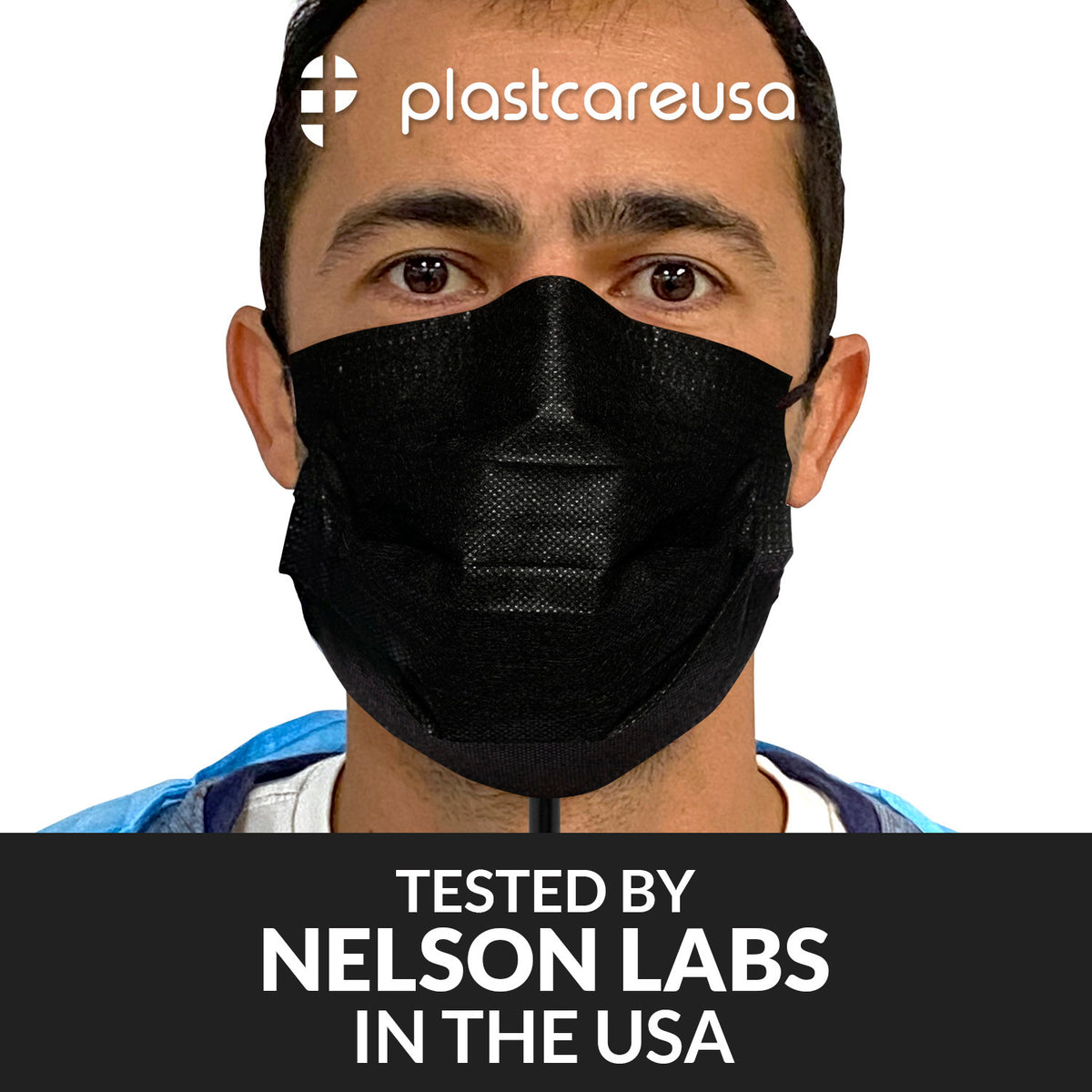 Black 4-Ply ASTM Level 3 Surgical Masks - Box of 50 - back view | DoctorSupplies.com