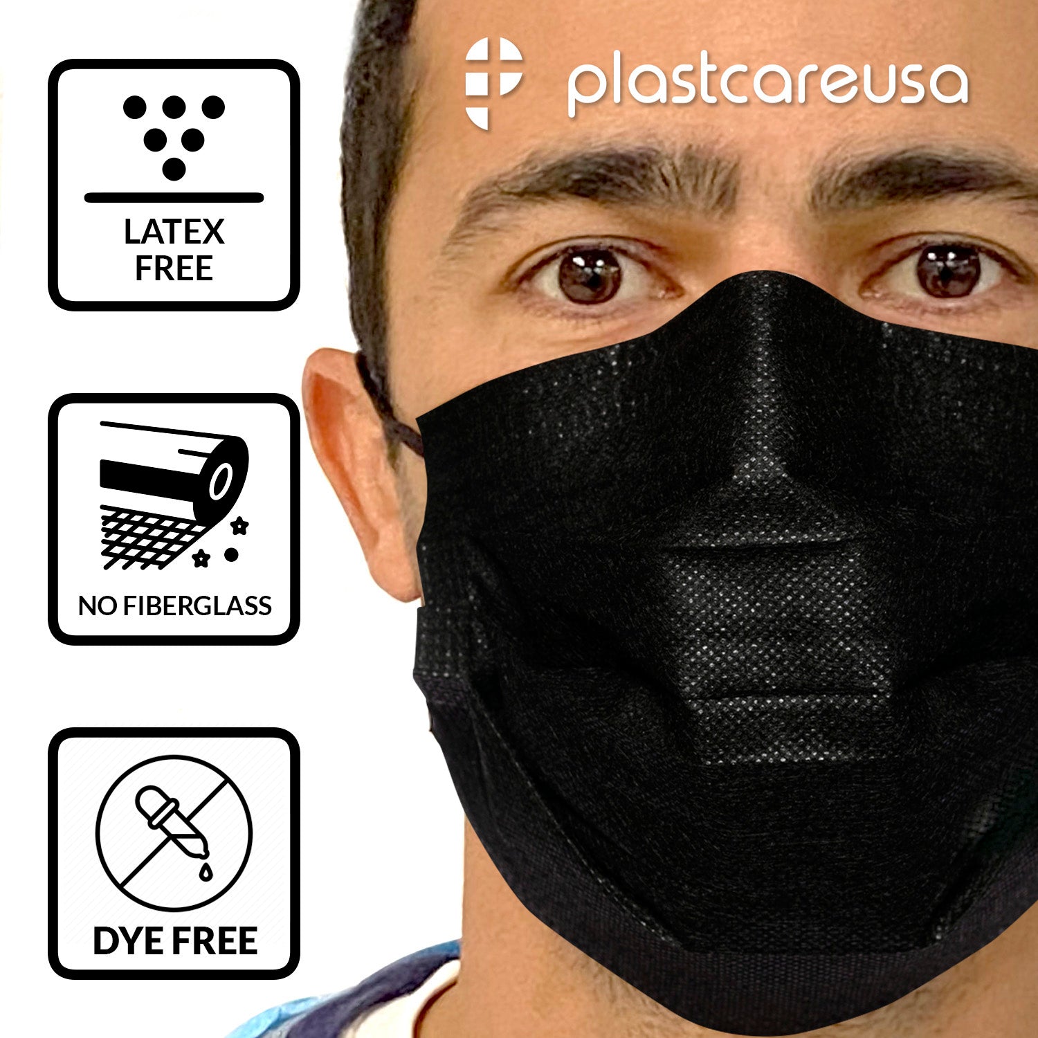 Black 4-Ply ASTM Level 3 Surgical Masks - Box of 50 - detail view | DoctorSupplies.com
