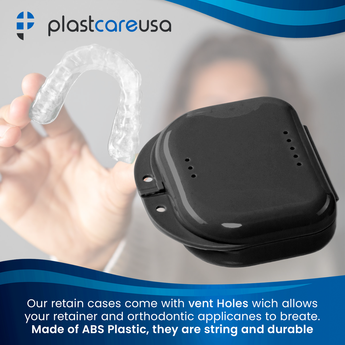 Sealed Black Dental Retainer Cases - Pack of 12 - side view | DoctorSupplies.com