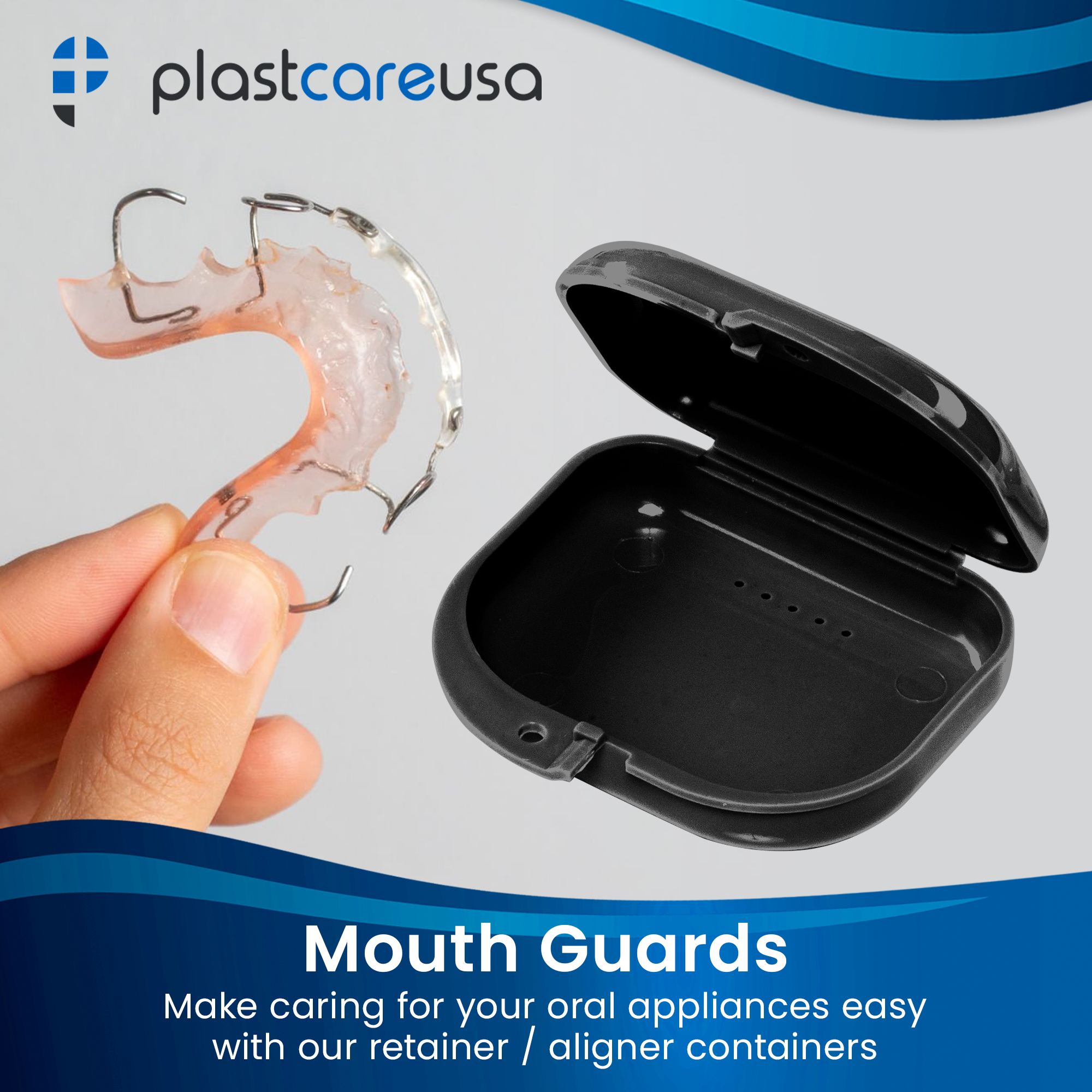 Sealed Black Dental Retainer Cases - Pack of 12 - detail view | DoctorSupplies.com