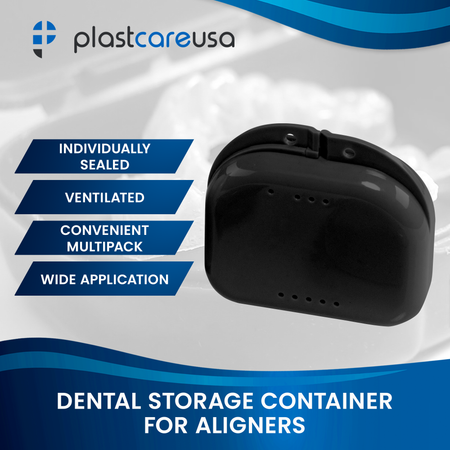 Sealed Black Dental Retainer Cases - Pack of 12 - front view | DoctorSupplies.com
