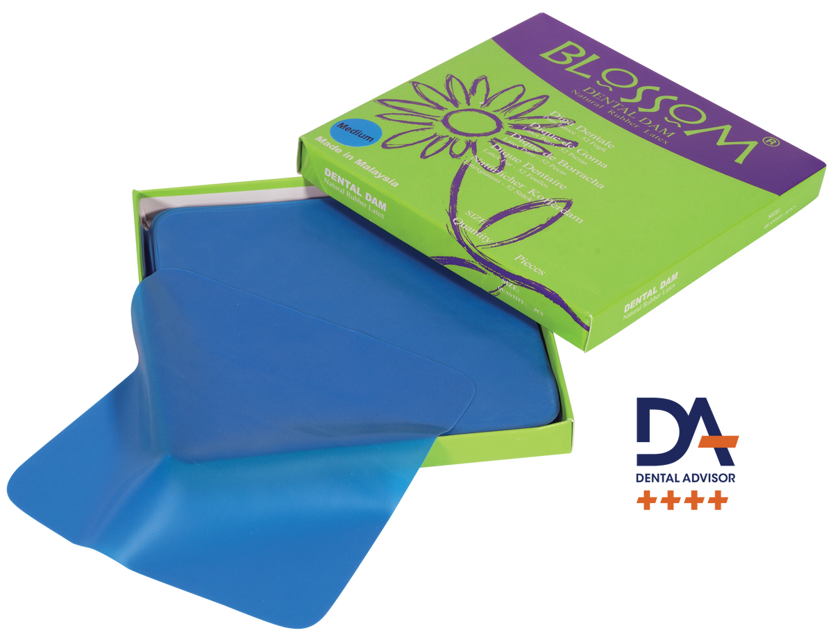 Blossom 6×6 Medium Latex Rubber Dam – Blue (36/Box) | DoctorSupplies.com