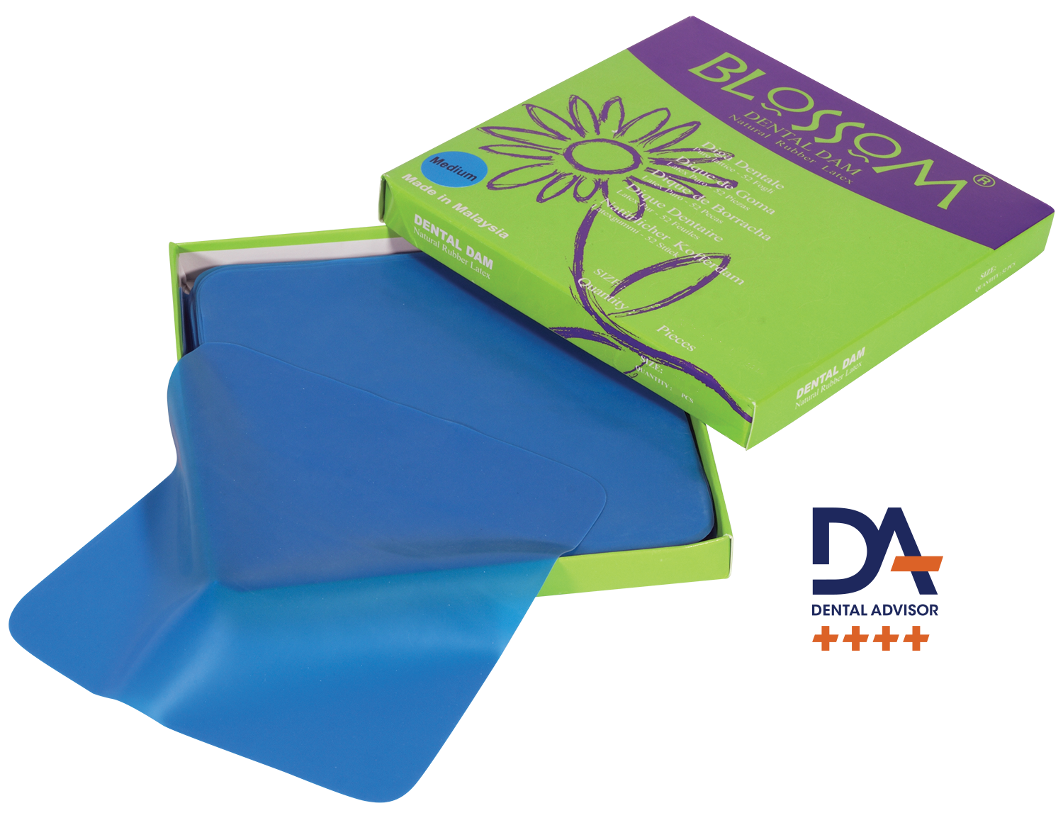 Blossom 6×6 Medium Latex Rubber Dam – Blue (36/Box) | DoctorSupplies.com
