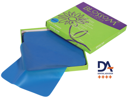 Blossom 6×6 Medium Latex Rubber Dam – Blue (36/Box) | DoctorSupplies.com