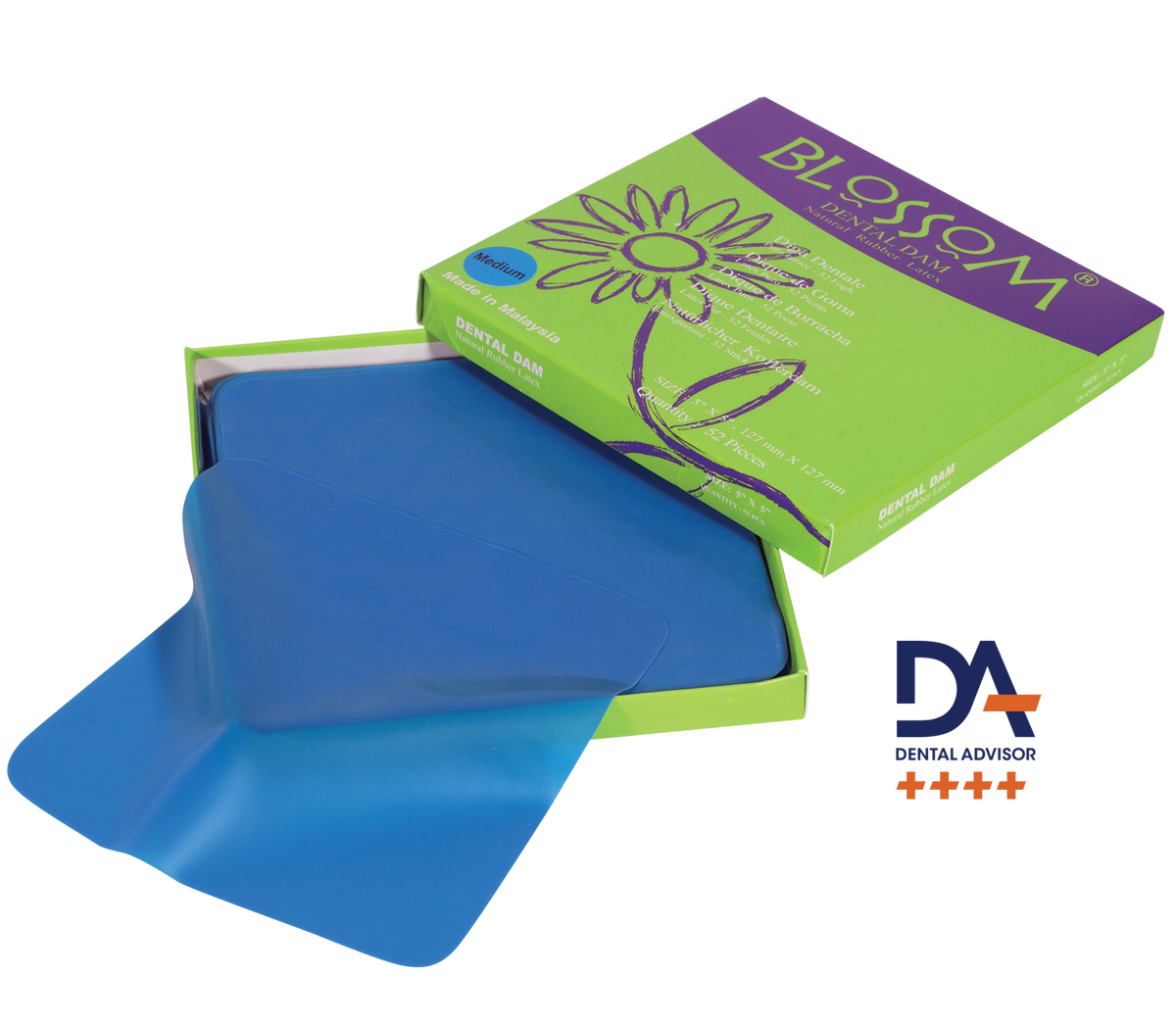Blossom 5×5 Medium Latex Rubber Dam Blue (52/Box) | DoctorSupplies.com