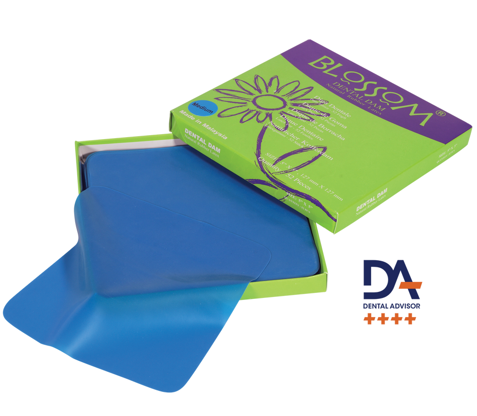 Blossom 5×5 Medium Latex Rubber Dam Blue (52/Box) | DoctorSupplies.com