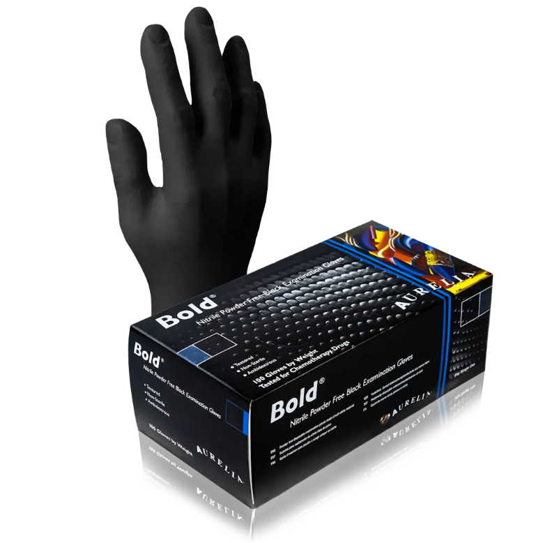 1000 Extra Large XL Aurelia Bold Black Nitrile 5 mil Powder Free Examination Gloves - My DDS Supply