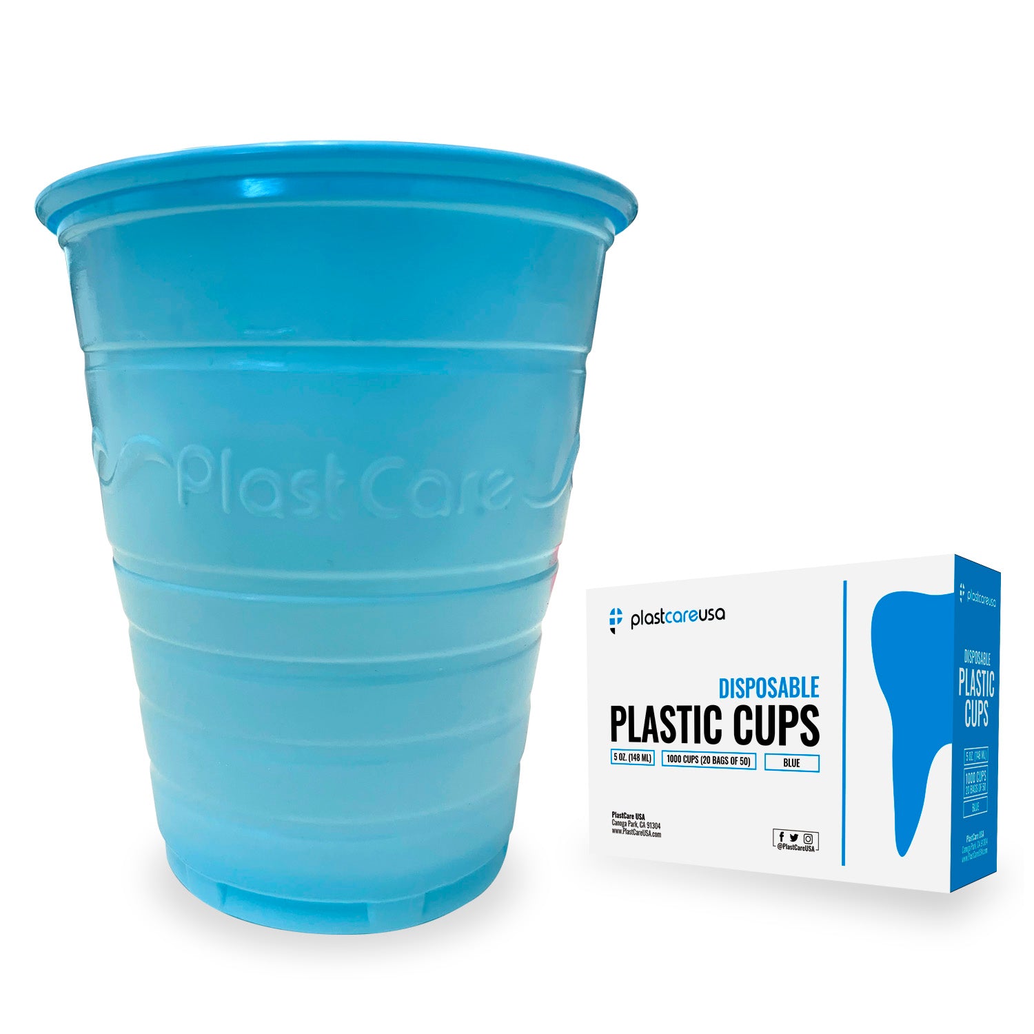 PlastCare USA 5oz Blue Ribbed Dental Cups - 1000/Case | DoctorSupplies.com