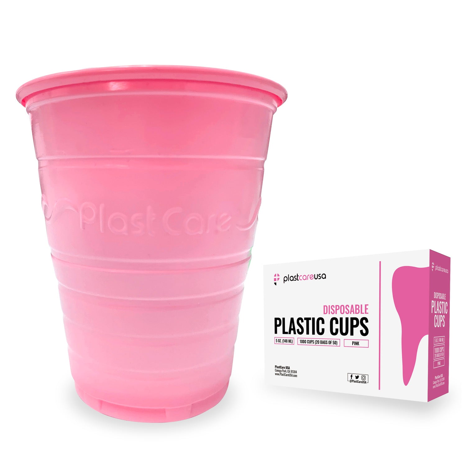 1000 Pink Disposable Dental Cups 5oz - PlastCare USA Professional | DoctorSupplies.com