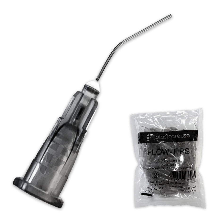 500 x Grey Pre-Bent Applicator Tips 27G (5 Bags of 100) | DoctorSupplies.com