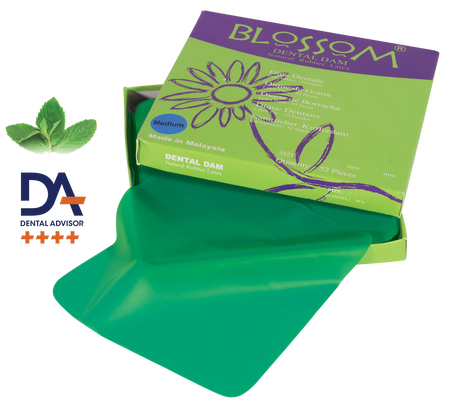 Blossom 6×6 Latex Rubber Dam Green Mint Medium 36/Box | DoctorSupplies.com