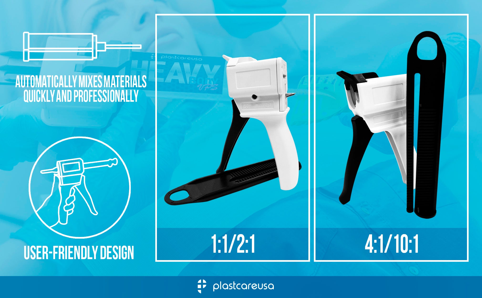 1:1/2:1 Cartridge Dispenser Gun 50ml Dental Impressions - detail view | DoctorSupplies.com