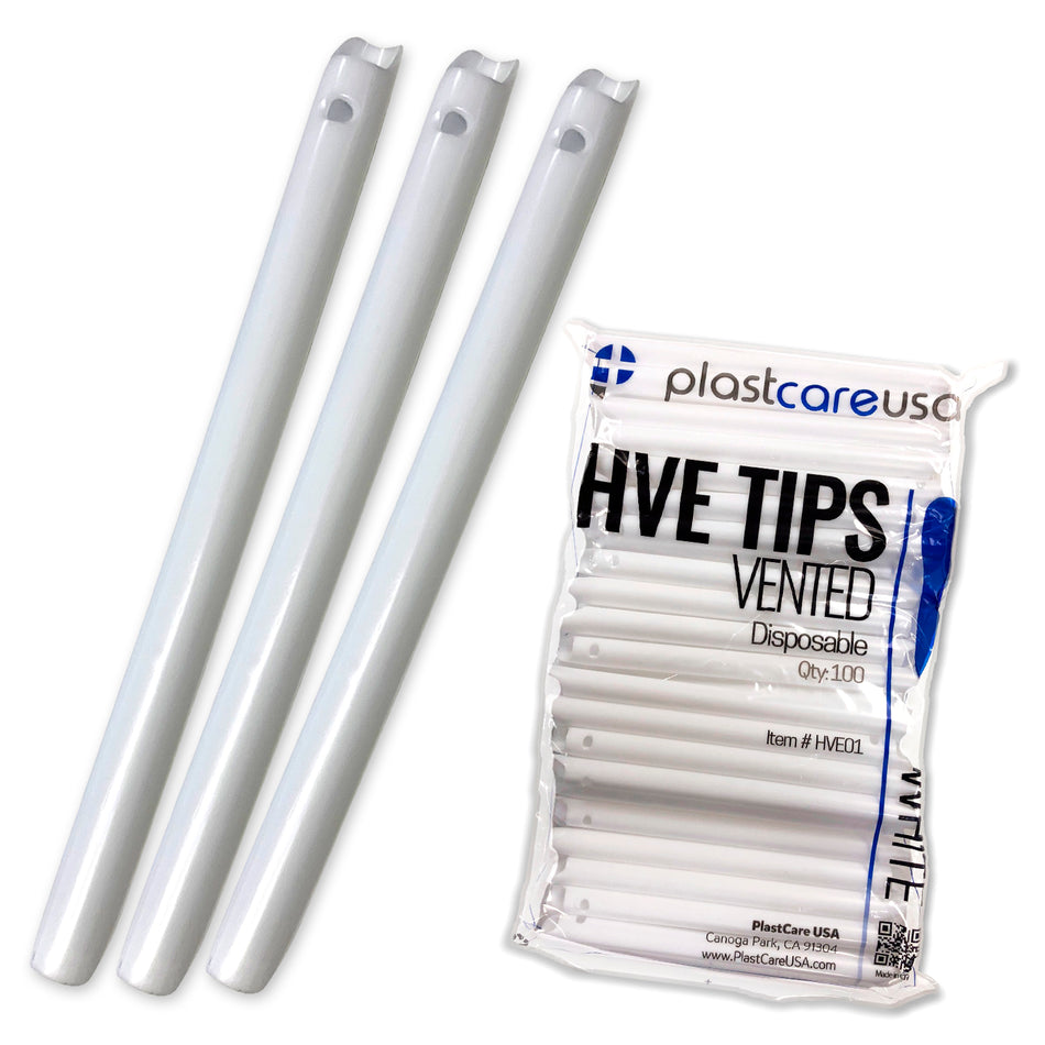 100 White HVE Suction Tips, Vented - PlastCare USA | DoctorSupplies.com