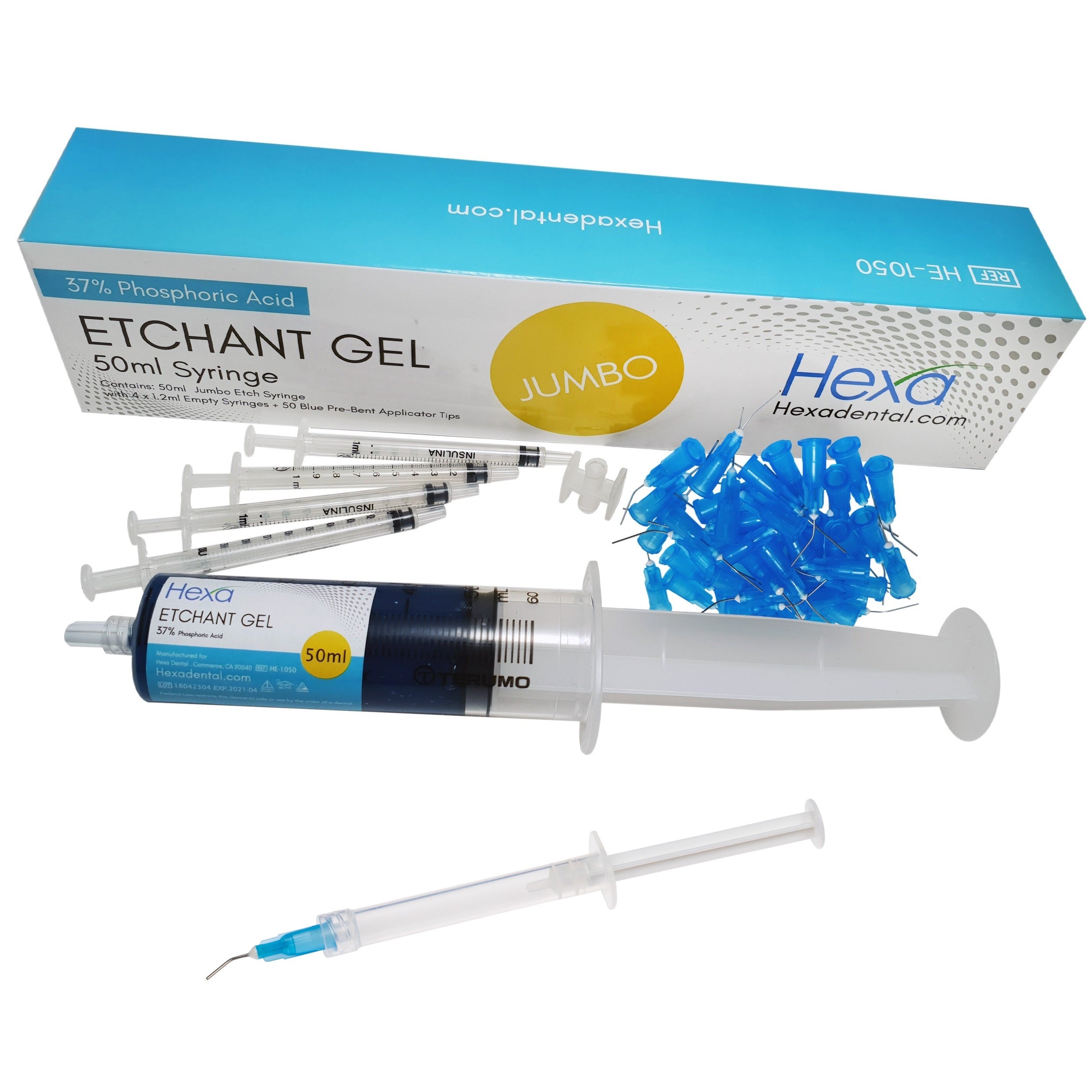 Hexa Jumbo Etchant Gel 37% Phosphoric Acid Refill  (1 x 50 mL Syringe + 50 Tips & 4 Syringes) - My DDS Supply